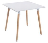 CLP Table à Manger BENTE, carrée, 4 Pieds en Bois, 80 x 80 cm, Design, avec protège-Sol Plateau: Blanc/piètement: Nature