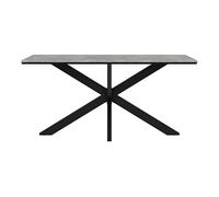 Table à manger Best Mobilier Tom - plateau effet béton - pieds métal - 4 à 6 personnes - Gris/Noir - 160x90 cm