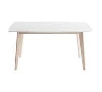 Table à manger scandinave blanc et bois clair rectangulaire L150 cm LEENA