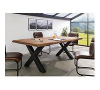Table à manger - Bois massif de palissandre - 180x90 cm - Taupe teinté-Anthracite mat - Pieds en X - FREEFORM 5