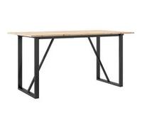 Table à Manger Cadre en O vidaXL 140x80x75 cm Bois de Pin Massif et Acier 3282676 gris G
