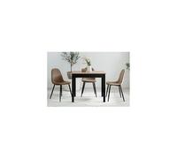Finori Table à manger CAPRI carrée chêne artisanal et noir 4 personnes 90 x 67 x 76 cm
