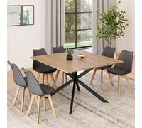 IDMarket - Table à Manger carrée Alix 8 Personnes Pied araignée Bois et Noir 120 cm
