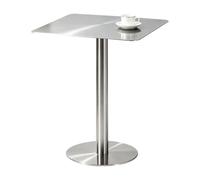 Table à manger carrée argent table de bar tables hautes en acier inoxydable | Table de bar à cocktail，grande table de bistro，de pub，petite table de bureau，table d'appoint de canapé(Silver,60x60x95cm)