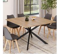IDMarket Table à manger carrée ALIX 8 personnes pied araignée bois et noir 120 cm
