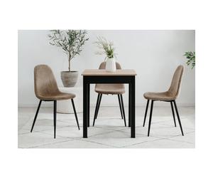 Table à Manger - Chêne Artisan & Noir - Carré - 4 personnes - 60 x 67 x 76 cm