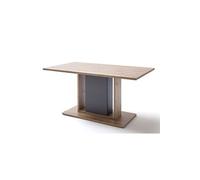 Table à manger coloris chêne massif et gris royal - Longueur 160 x Hauteur 77 x Profondeur 90 cm