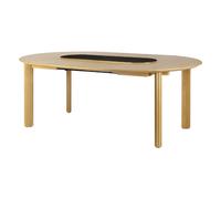 Table à Manger Comfort Circle Ripples avec Rallonge en Chêne/ Noir/ Laiton