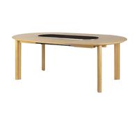 Table à Manger Comfort Circle Smooth avec Rallonge, Chêne/ Noir/acier