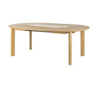 Table à Manger Comfort Circle Smooth avec Rallonges, Chêne/ Blanc/ Laiton