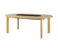 Table à Manger Comfort Circle Smooth avec Rallonges, Chêne/ Noir/ Laiton