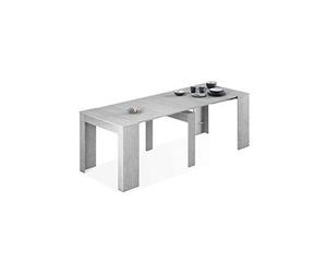 Table à manger console extensible coloris béton -50-235 cm (Longueur) x 90 cm (Largeur) x 78 cm (Hauteur)