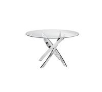 Table à manger courbée en acier et verre 1061.01, Ø110 x 75 cm. -