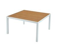 Vente-unique - Table à Manger de Jardin carrée en Aluminium L.140 cm - Naturel Clair et Blanc - MACILA de MYLIA
