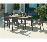 Table à manger de jardin extensible en aluminium et polywood L.170/230 cm - Naturel clair et anthracite - MACILA de MYLIA
