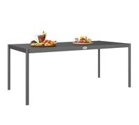 Outsunny Table de jardin 8 pers. – acier, plateau à lattes rectang. anti-rouille – gris foncé
