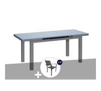 Table à manger d'extérieur extensible en aluminium gris ibiza anthracite avec 1