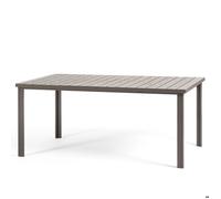 Table à manger d'extérieur - Thomas - 180x90 cm - Acier - Polyéthylène effet bois - 6 personnes