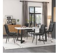 Table à manger dorée 120x70x74 cm avec 4 chaises, Ensemble de table à manger, chaises de salle à manger en velours vert foncé