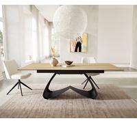Table à manger Edge 180-220x100 céramique Laminam® Sabbia couleur chêne cadre en W noir extensible