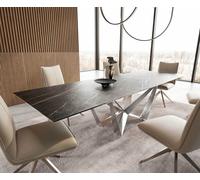 Table à manger Edge 200-300x100 céramique Laminam®Noir Desir marron Spider acier plat acier inoxydable extensible