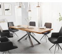 Table à manger Edge 200x100 acacia nature cadre croisé rectangle acier inoxydable Live-Edge