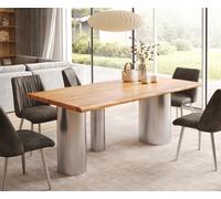 Table à manger Edge 200x100 acacia naturee Troa acier inoxydable brossé Live-Edge