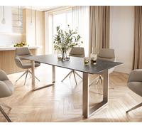 Table-à-manger Edge 200x100 céramique Laminam® nero greco gris inox étroit
