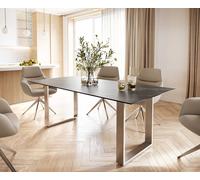 Table-à-manger Edge 200x100 céramique Laminam® noir desir brun inox étroit