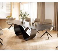 Table à manger Edge 300x100 Céramique Laminam® Nero Greco Anthracite Infinity Métal Noir