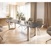Table-à-manger Edge 300x100 céramique Laminam® nero greco gris inox large