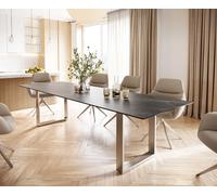 Table-à-manger Edge 300x100 céramique Laminam® noir desir brun inox étroit