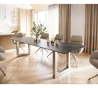 Table-à-manger Edge 300x100 céramique Laminam® noir desir brun inox large