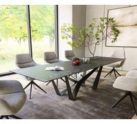 Table-à-manger Edge 300x100cm Laminam® céramique gris pieds milieu acier plat noir