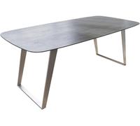 Table à manger Edge bateau 200x100 cm céramique béton gris inox incliné