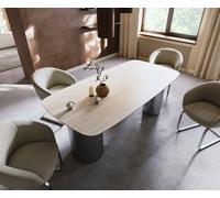 Table à manger Edge Boot 200x100 céramique Laminam® Travertino Bianco crème-blanc Troa acier inoxydable brossé