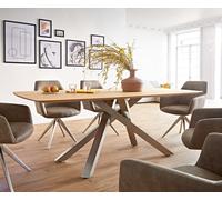 Table à manger Edge Boot 200x100x2,5-3 chêne nature cadre croisé rectangle acier inoxydable bord suisse