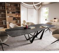 Table à manger Edge Boot 240-300x120 cm Céramique Laminam® Nero Greco Anthracite Spider Flachstahl Noir extensible