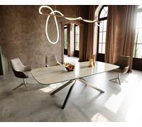 Table à manger Edge Boot 240x120 cm Céramique Iris FMG Onice Oro piètement en croix Rectangle Acier inoxydable