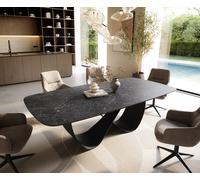 Table à manger Edge Boot 240x120 cm Céramique Laminam® Nero Greco Anthracite Infinity Métal Noir