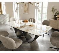 Table à manger Edge Boot 240x120 cm Céramique Minas Melange Blanc-Beige Infinity Métal Noir