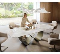Table à manger Edge Boot 270x120 cm Céramique Iris FMG Onice Grigio Infinity Métal Finition effet Titan