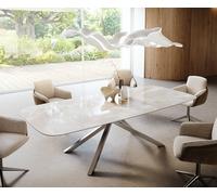 Table à manger Edge Boot 270x120 cm Céramique Iris FMG Onice Grigio piètement en croix Rectangle Acier inoxydable