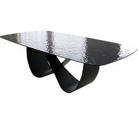 Table à Manger Edge Boot Verre en Relief Noir fumé Design 3D 240x120 | Infinity métal noir