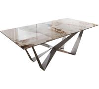 Table à manger Edge céramique Minas mélange blanc-beige 200x100 Spider | acier plat acier inoxydable