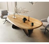 Table à manger Edge ovalee 220x120x2,5 chêne naturee cadre en W métal noir Flow-Edge