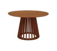 Table à manger effet bois noyer. pieds bois de sapin 4 places Ø120cm