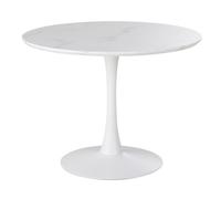 Table à manger effet marbre et acier blanc 4/5 personnes D100 100x76x100cm Blanc