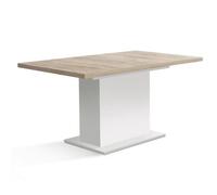 Table à manger - ELARA - Extensible - Rectangulaire - Chêne / Blanc mat - 8 personnes - 160-200 x 90 x 76 cm