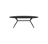 Table à manger en acier noir, ovale, 6 places, plateau laqué 25 mm, 4 pieds, livré en kit - Woood, Bruno - 220x100x75 cm